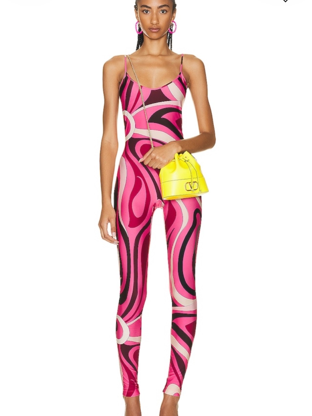 Emilio Pucci Pink & Black Abstract Print Spaghetti-Strap Jumpsuit